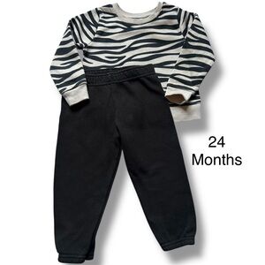Baby Girl Fleece Lined Sweatshirt and Jogger Pants Outfit size 24 Months